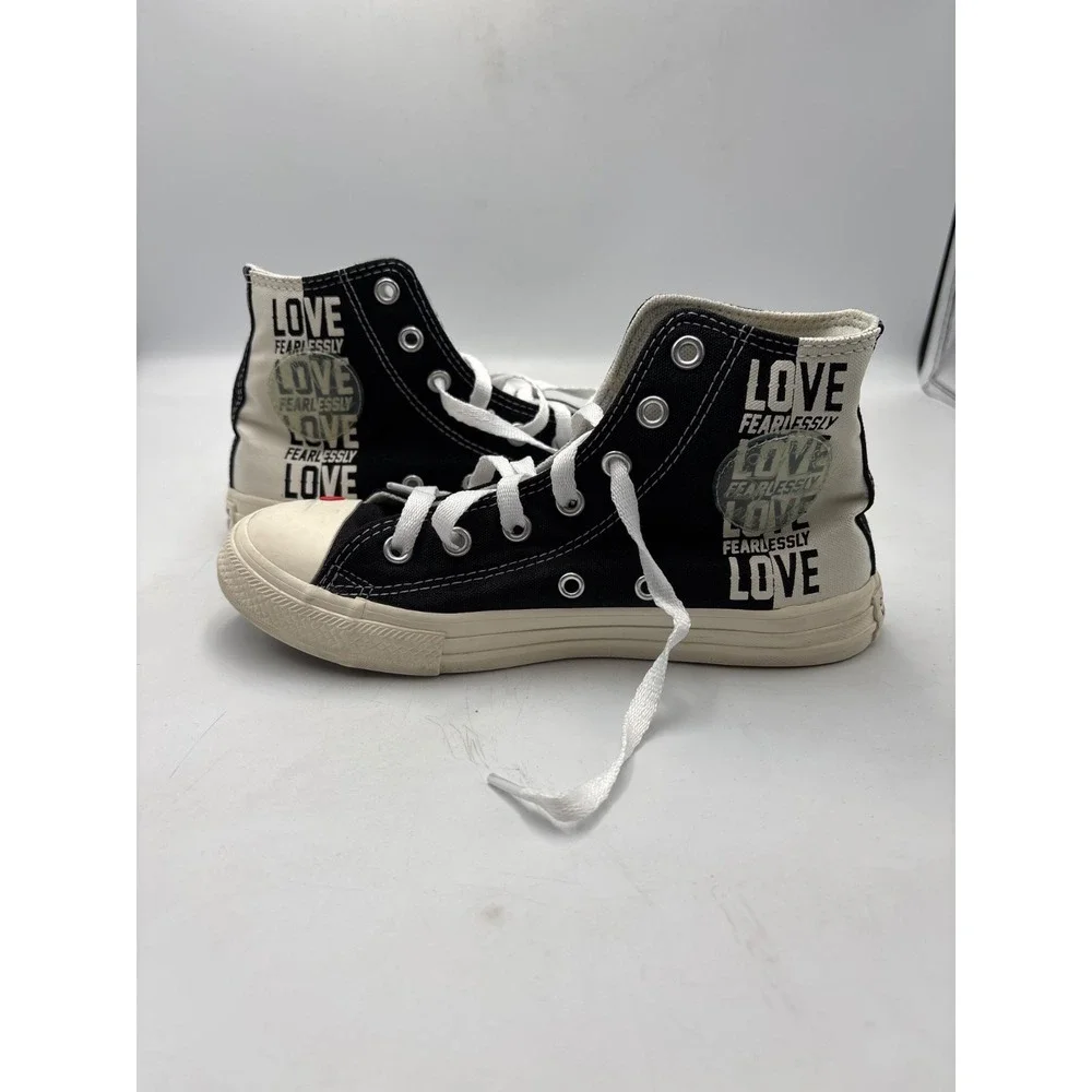Converse Love Fearlessly Yourself First Black White Red‎ Heart, Kids Unisex Sz 2